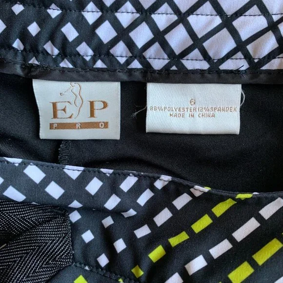 EP Pro Black/White/Lime Green Geometric Golf Skort Size 6 - Picture 7 of 9